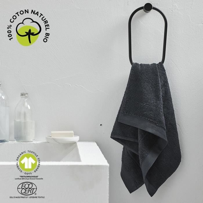 Serviette de bain - TODAY - 50 x 90 cm - Coton - Organic Fusain