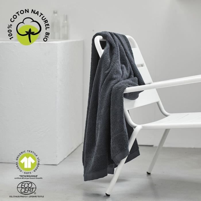 Maxi drap de bain - TODAY - 90 x 150 cm - Coton - Organic Fusain