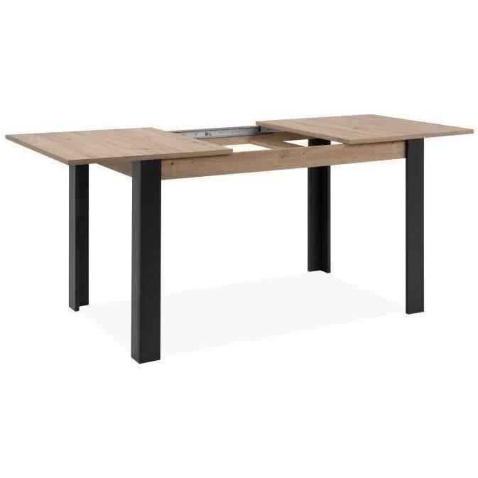 Table extensible - TOLOSA 80A - Décor chene artisan / Noir - Rectangulaire - 6 / 8 personnes - 100-150 x 75 x 80 cm