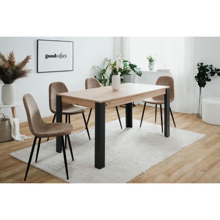 Table a manger extensible - 150-200 x 75 x 80 cm - chene noir - TOLOSA