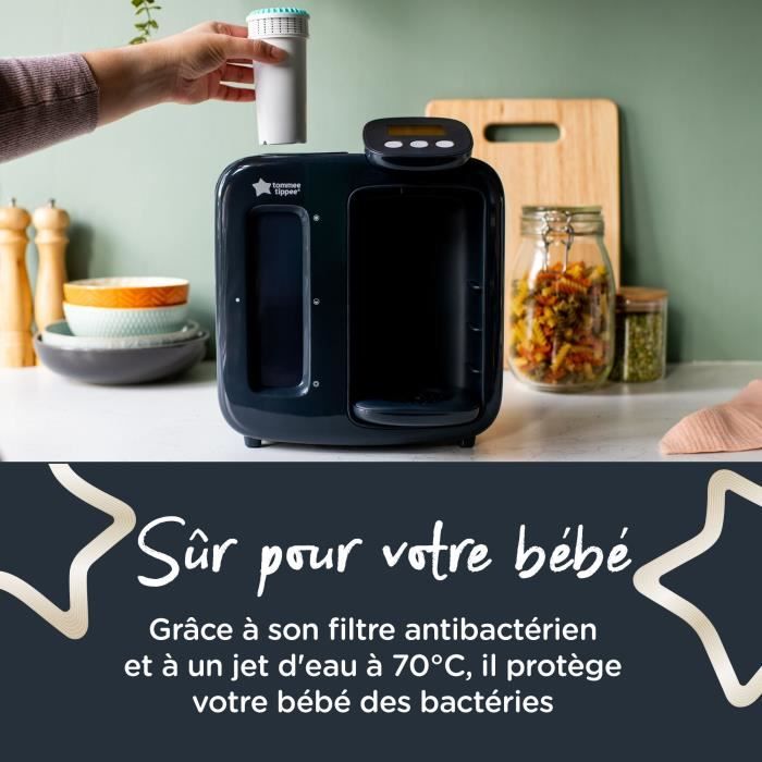 TOMMEE TIPPEE Préparateur biberons rapide, Perfect Prep Day and Night, filtre antibactérien, affichage numérique et nocturne