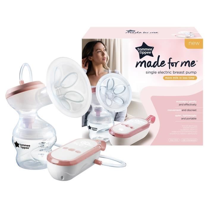 TOMMEE TIPPEE, Tire-lait Èlectrique made for me, rechargeable par USB, silencieux et transportable, biberon inclus