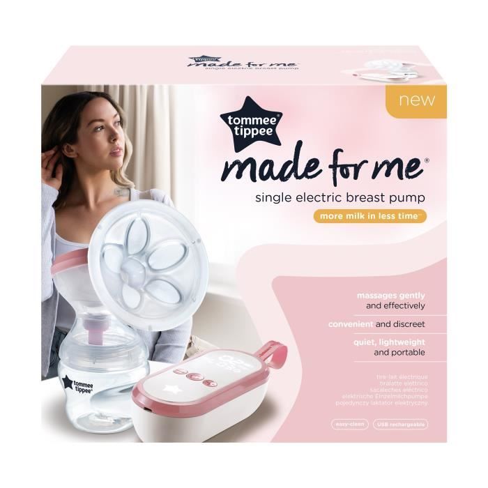 TOMMEE TIPPEE, Tire-lait Èlectrique made for me, rechargeable par USB, silencieux et transportable, biberon inclus