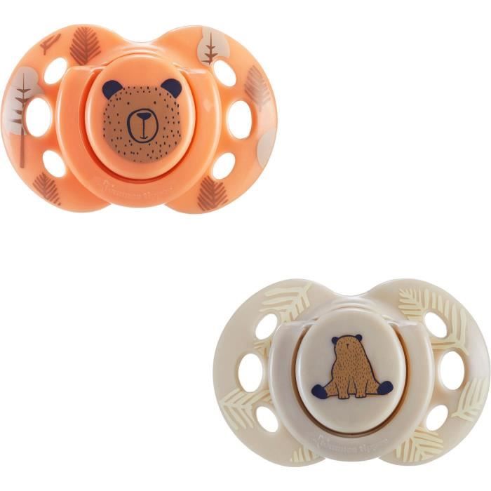 Sucette - TOMMEE TIPPEE - FUN - 6-18 mois - Lot de 2 sucettes symÈtriques sans BPA - Capsule de stÈrilisation rÈutilisable