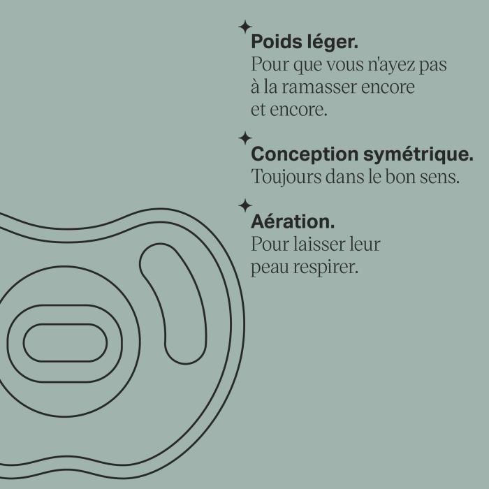 Sucettes - TOMMEE TIPPEE - Ultra-lÈgeres - 0-6 mois - Lot de 2 sucettes monobloc sans BPA