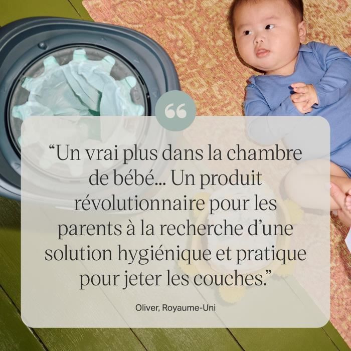 Tommee Tippee - Poubelles a couches - Twist & Click - Anti-Odeurs Anti-Germes - 1 cassette - Film multicouche antibactérien - Blanc