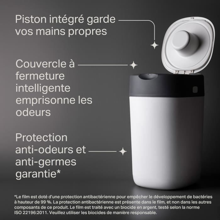 Tommee Tippee - Poubelles a couches - Twist & Click - Anti-Odeurs Anti-Germes - 1 cassette - Film multicouche antibactérien - Blanc