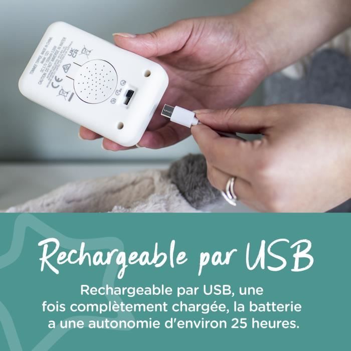 TOMMEE TIPPEE, Peluche veilleuse de luxe avec CrySensor, 6 sons apaisants, USB, lavable en machine, Ollie la Chouette
