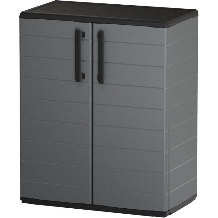Armoire basse - TOOD - 2 portes + 1 étagere en polypropylene - 68 x 37 x H.84 cm - Gris