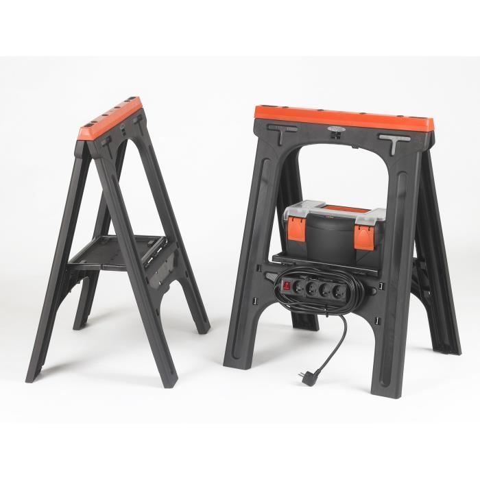 Lot de 2 trÈteaux pliants - TOOD - Charge maximale 200 kg - Dimensions 60x10x80 cm