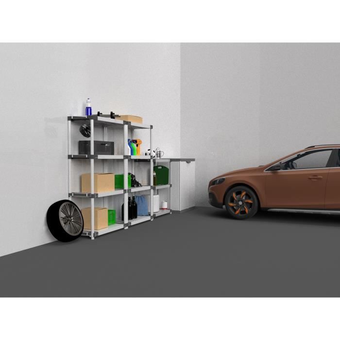 Étagere plastique - TOOD - 5 tablettes - Charge 80 kg - 80x40x171 cm - Noir/gris