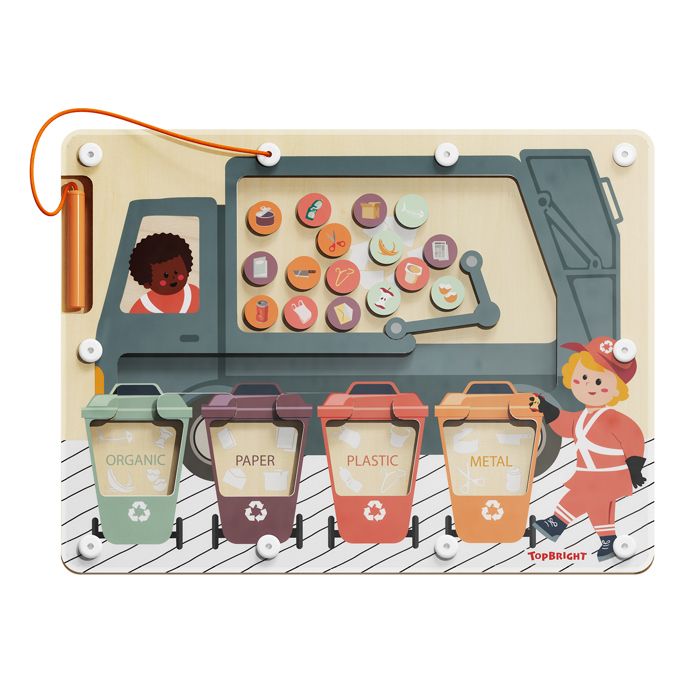 Trieur de déchets Montessori - TOP BRIGHT - Labyrinthe Magnétique - 3 ans - Métal - Papier - Plastique
