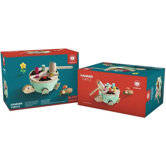 Jeu de Tape-Tape Tortue - TOP BRIGHT - B‚tons ColorÈs - Marteau en Bois - Pattes - Tete - Queue