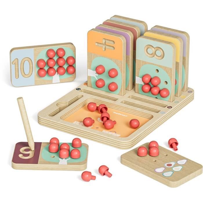 Arbre Fruiter EntraÓneur de Chiffres - TOP BRIGHT - Tableaux en Bois - Fruits a Piquer - …criture