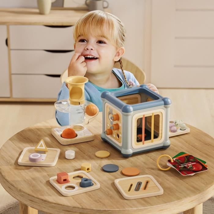 Cube multiactivités 10 en 1 en bois, Jeu éducatif, Des 12 mois, Topbright
