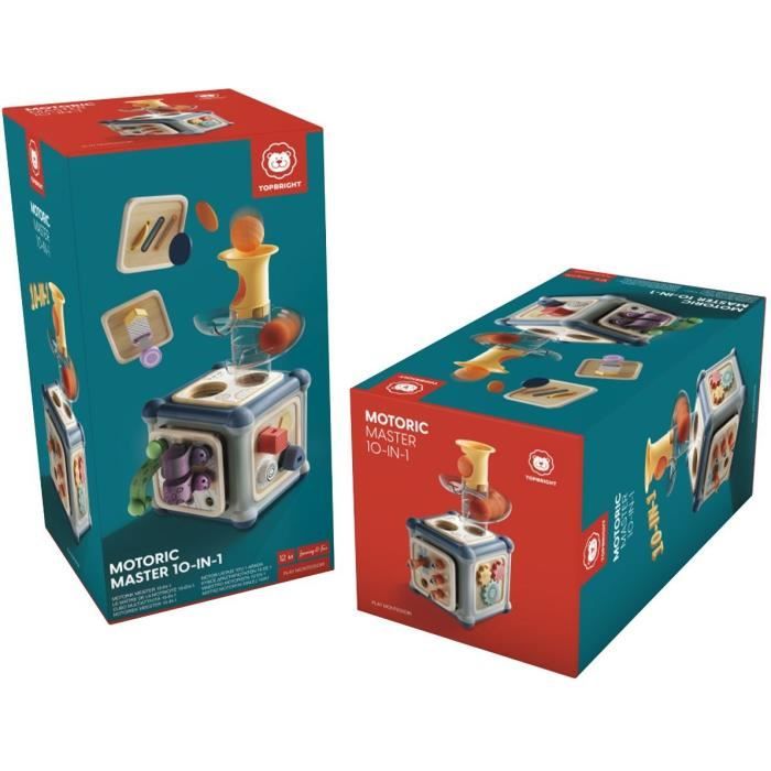 Cube multiactivités 10 en 1 en bois, Jeu éducatif, Des 12 mois, Topbright