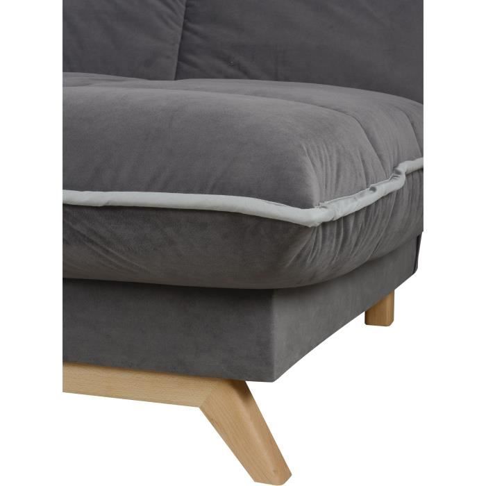 Canapé convertible Clic Clac 3 places - Matelas DUNLOPILLO Ep.13 cm - Mousse HR 35 kg/m3 - Tissu Gris - Fabriqué en France