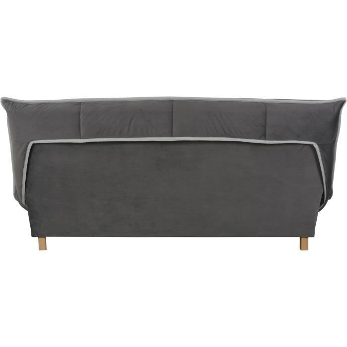 Canapé convertible Clic Clac 3 places - Matelas DUNLOPILLO Ep.13 cm - Mousse HR 35 kg/m3 - Tissu Gris - Fabriqué en France