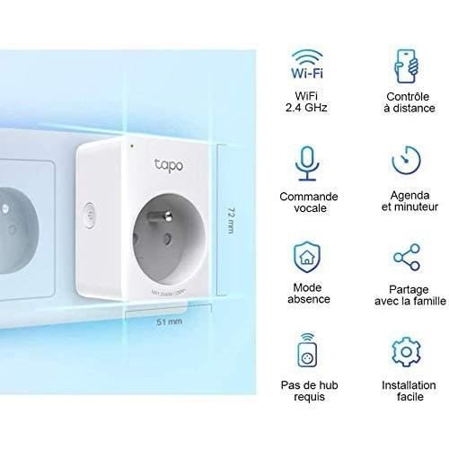 TP-Link Tapo Prise ConnectÈe WiFi, compatible avec Alexa et Google Home, Commande Vocale, ContrÙler a distance, Tapo P100(2-pack)