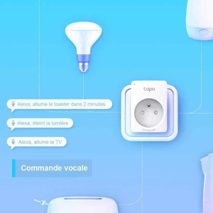 TP-Link Tapo Prise ConnectÈe WiFi, compatible avec Alexa et Google Home, Commande Vocale, ContrÙler a distance, Tapo P100(2-pack)