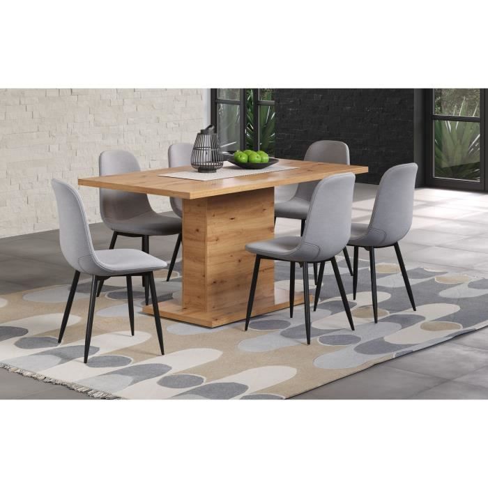 Table a manger fixe FOLLOW 6 personnes - MÈlamine chene artisan - L160 x P80 x H76 cm - TRENDTEAM