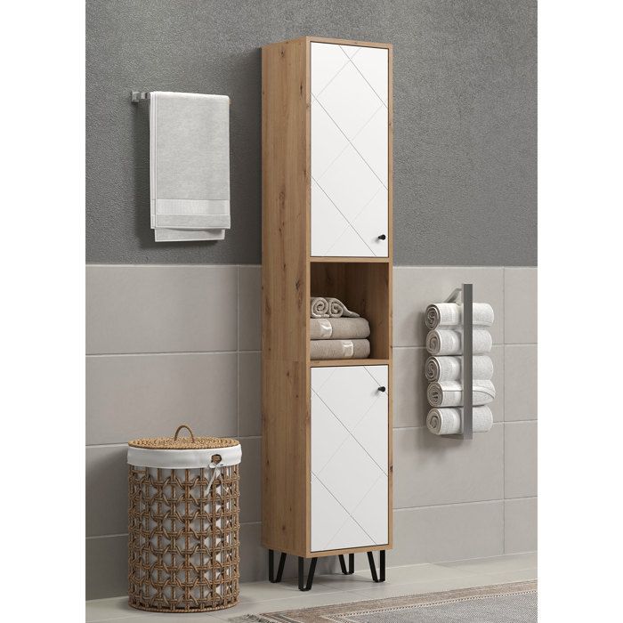 Armoire haute - TRENDTEAM - Série Touch - Blanc/Brun - 36 cm - 191 cm de hauteur