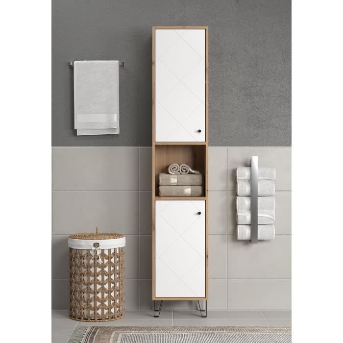 Armoire haute - TRENDTEAM - Série Touch - Blanc/Brun - 36 cm - 191 cm de hauteur