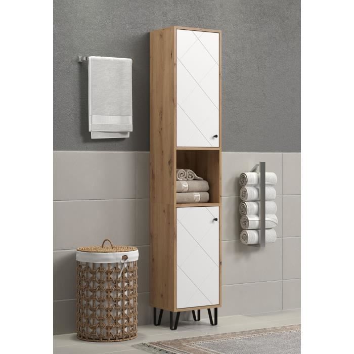 Armoire haute - TRENDTEAM - Série Touch - Blanc/Brun - 36 cm - 191 cm de hauteur