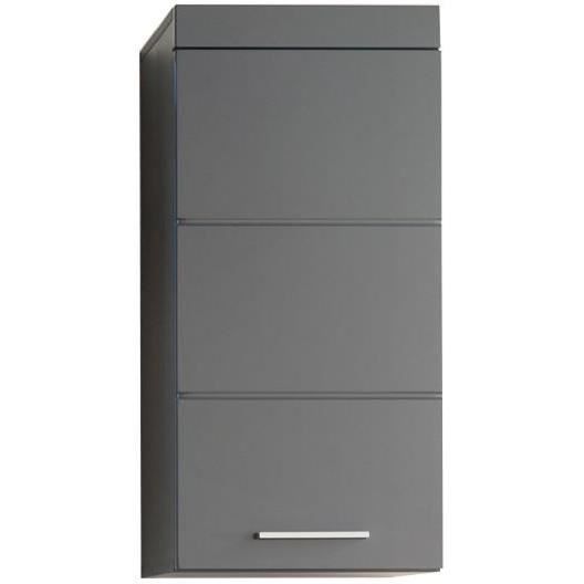 Meuble de salle de bain Rangement haut - 1 porte - Gris - L 37 x P 23 x H 77 cm - AMANDA