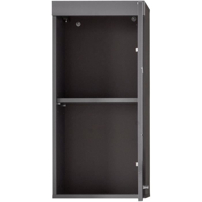 Meuble de salle de bain Rangement haut - 1 porte - Gris - L 37 x P 23 x H 77 cm - AMANDA