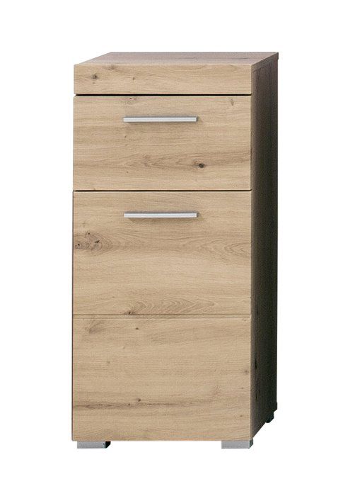 Meuble bas de salle de bain - AMANDA - 1 porte + 1 tiroir - L37 x P31 x H79 cm - Gris Brillant