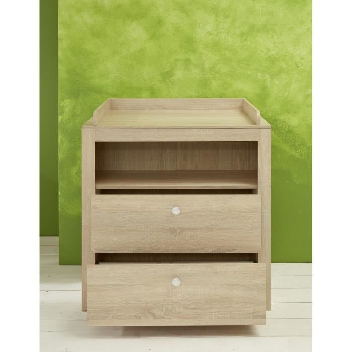 Chambre bÈbÈ Trio : Lit 70 x 140 cm + Commode a langer + Armoire OLIVIA - Chene - TREND TEAM