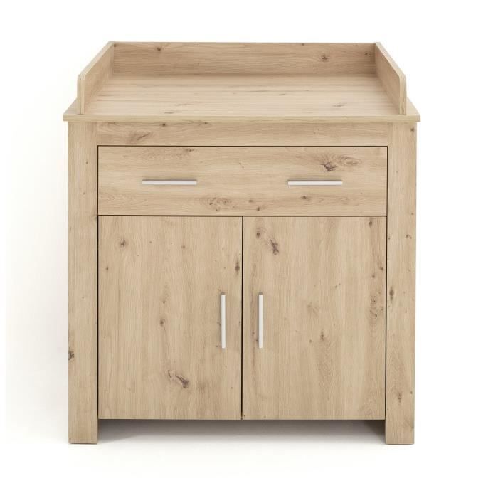 Chambre bÈbÈ Trio : Lit 70 x 140 cm + Commode a langer + Armoire AHOI - Chene - TREND TEAM
