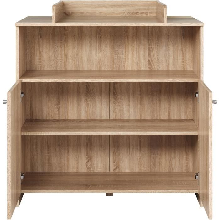 Chambre bÈbÈ trio NIKO - Lit 70x140 cm + Commode a langer 2 portes + Armoire 2 portes - DÈcor chene naturel - TRENDTEAM