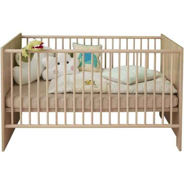 Chambre bÈbÈ Duo : Lit 70 x 140 cm + Commode a langer OLIVIA - Chene - TREND TEAM