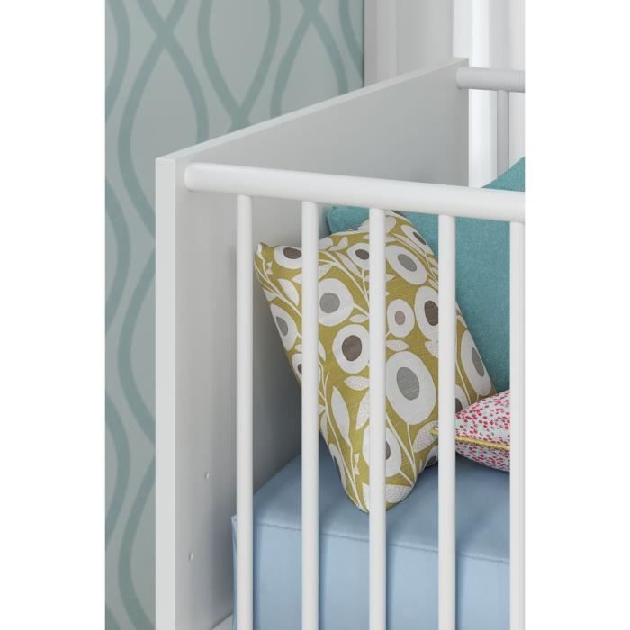 Chambre bébé Duo : Lit 70 x 140 cm + Commode a langer NIKO - Blanc - TREND TEAM