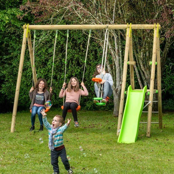 Station de jeux bois 2,30 m Topwood TUTTI - 6 enfants