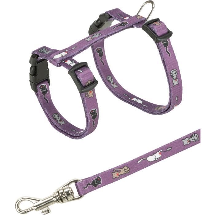 Harnais pour chatons - Nylon - 21-34 cm - Réglable - Diverses couleurs - Clips de fermeture