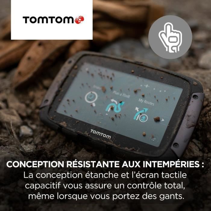 TomTom GPS Moto RIDER 550 - 4, 3 pouces, Carte Monde, TomTom Traffic, Alertes des zones de Danger, Appel Mains-Libres