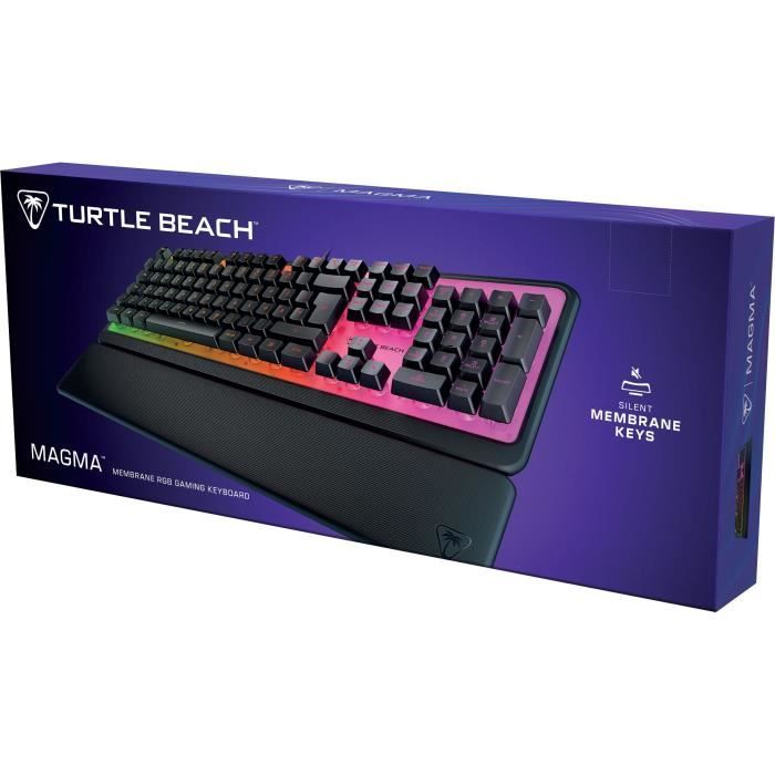 Clavier de jeu - Turtle Beach Magma - Membrane RGB - Noir, touches silencieuses, AIMOô RGB