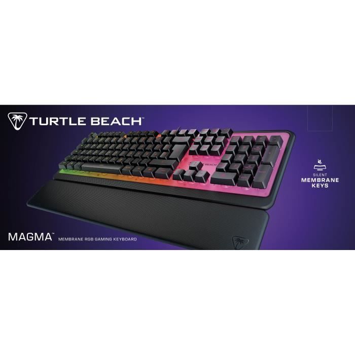 Clavier de jeu - Turtle Beach Magma - Membrane RGB - Noir, touches silencieuses, AIMOô RGB