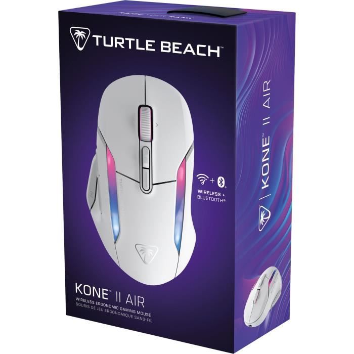 Souris gaming sans fil - Turtle Beach Koneô II Air - Ergonomique - Blanc, Bluetooth, 26 000 DPI, molette 4D