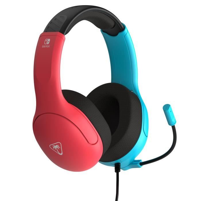 Casque gaming filaire - TURTLE BEACH - TBS-8002-25 - Airlite Fit - Sous licence officielle de Nintendo Switch - Bleu fluo et rouge