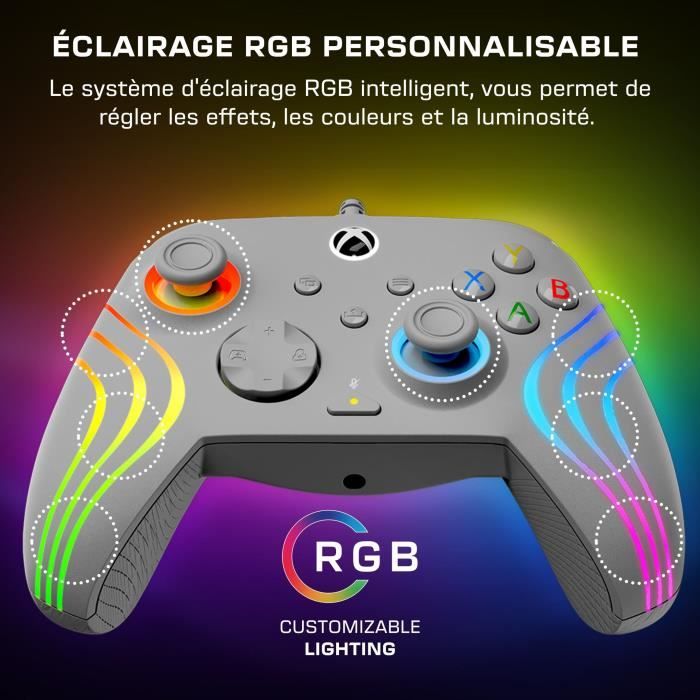 TURTLE BEACH Manette de jeu - Xbox Series X|S, Xbox One et PC - Afterglow Wave - RGB Filaire Gris