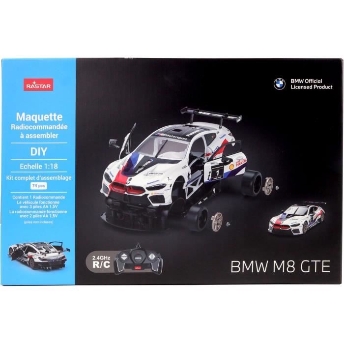 Voiture Télécommandée - TURBO CHALLENGE - BMW M8 GTE - Blanc - 1/18 - Assemblage facile