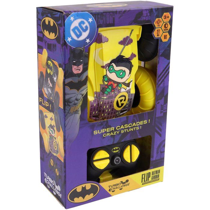 Flip Batman vs Robin RC télécommandée - TURBO CHALLENGE - 096644 - Double face - Cascades - Licence DC - Des 3 ans