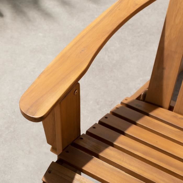 Fauteuil de jardin Adirondack pliable en bois d'Acacia FSC - 72,5 x 89,5 x H.94 cm