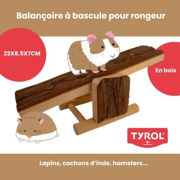 Accessoire rongeur - TYROL - Balançoire a bascule bois - 22 x 8,5 x 7 cm - Bois naturel