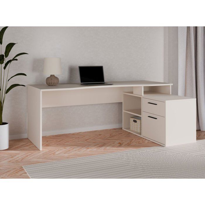 Bureau d'angle - TEZAUR - Beige - 200 x 121,8 x 75,7 cm