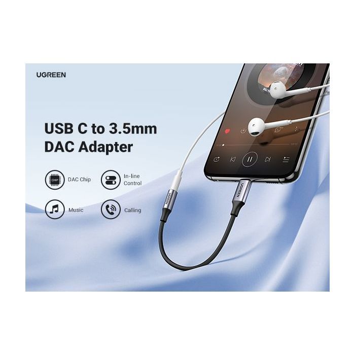 Adaptateur audio - UGREEN - Type C mâle vers 3.5 mm - Noir